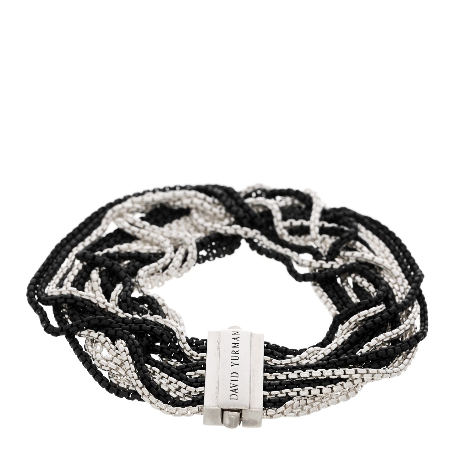 DAVID YURMAN Darkened Sterling Silver 21mm Multi Row Box Chain Bracelet