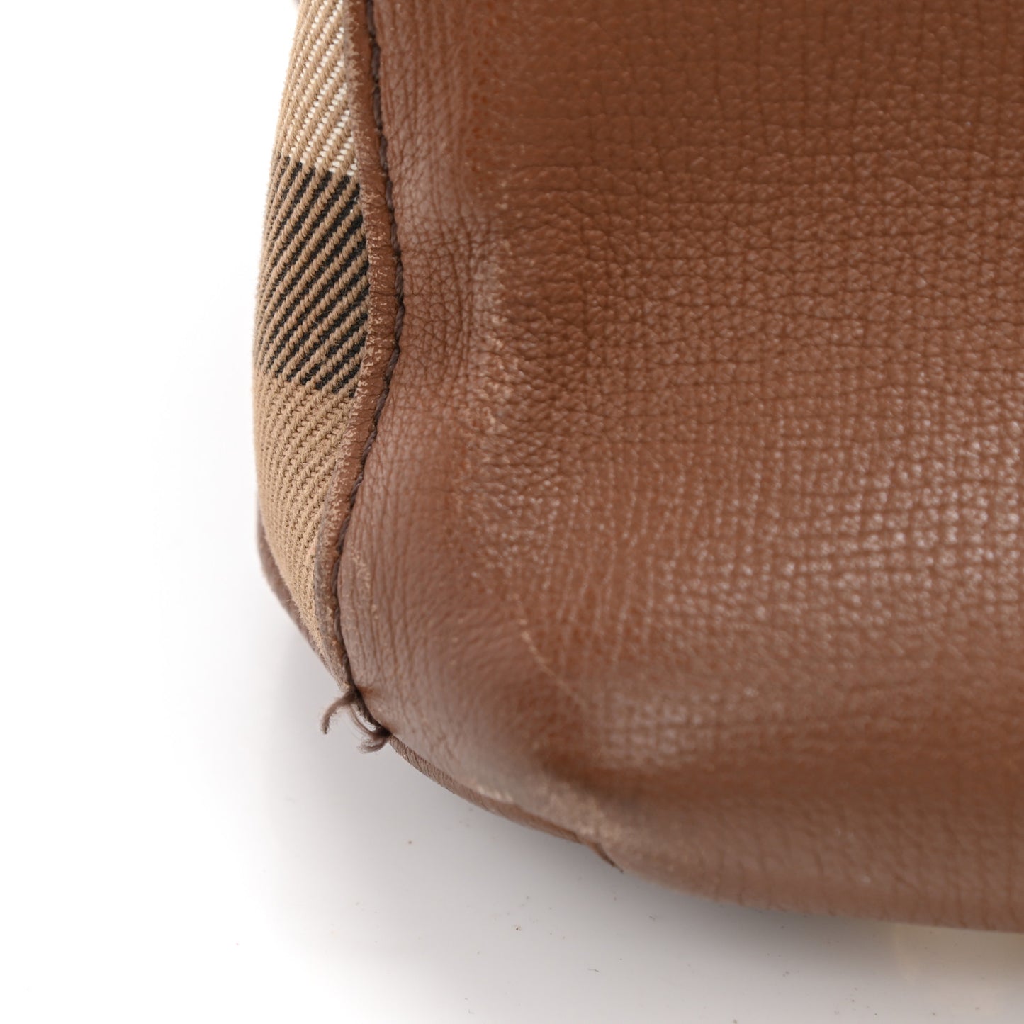 Grainy Calfskin House Check Medium Banner Tote Tan