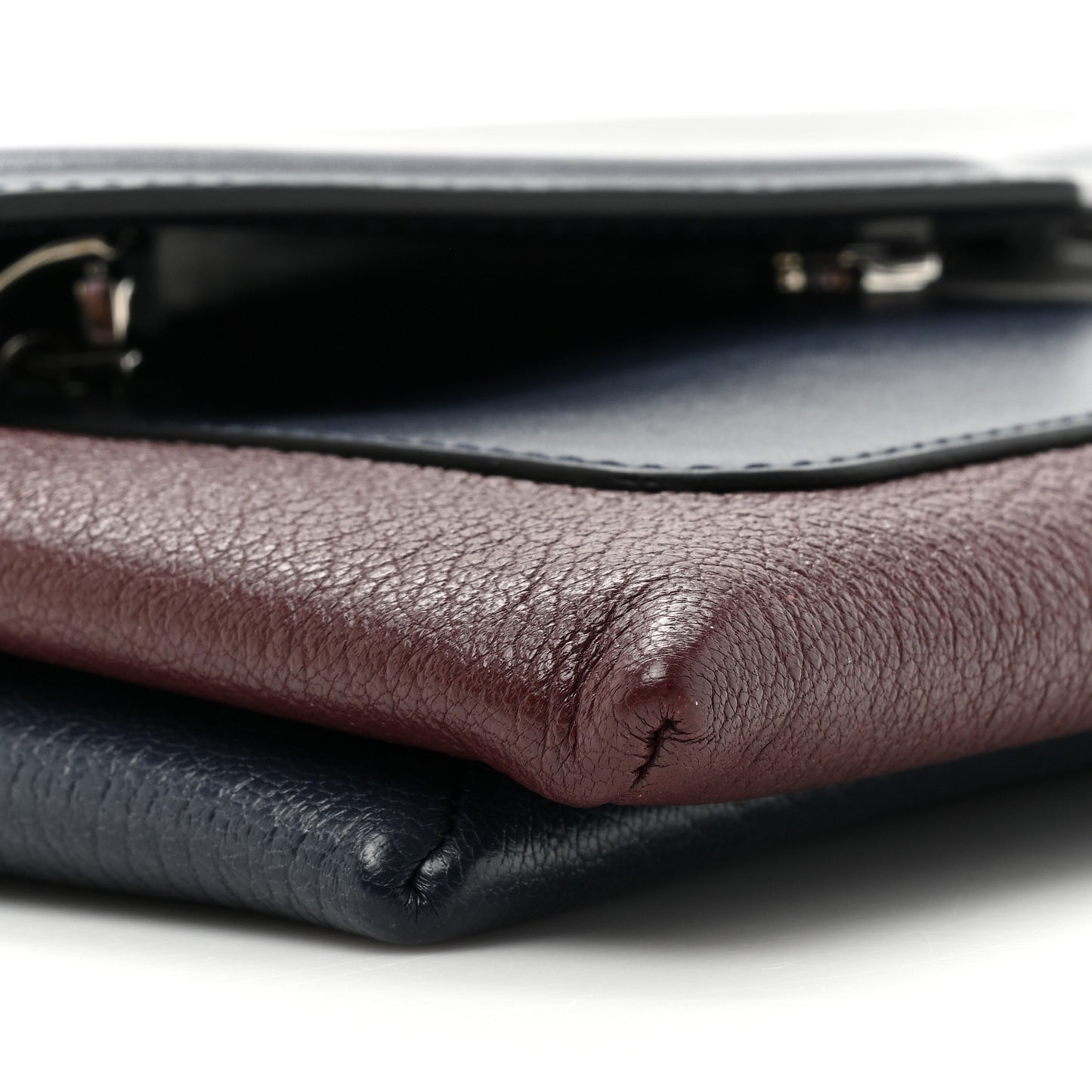 Calfskin Duetto Crossbody Bag Blue Burgundy