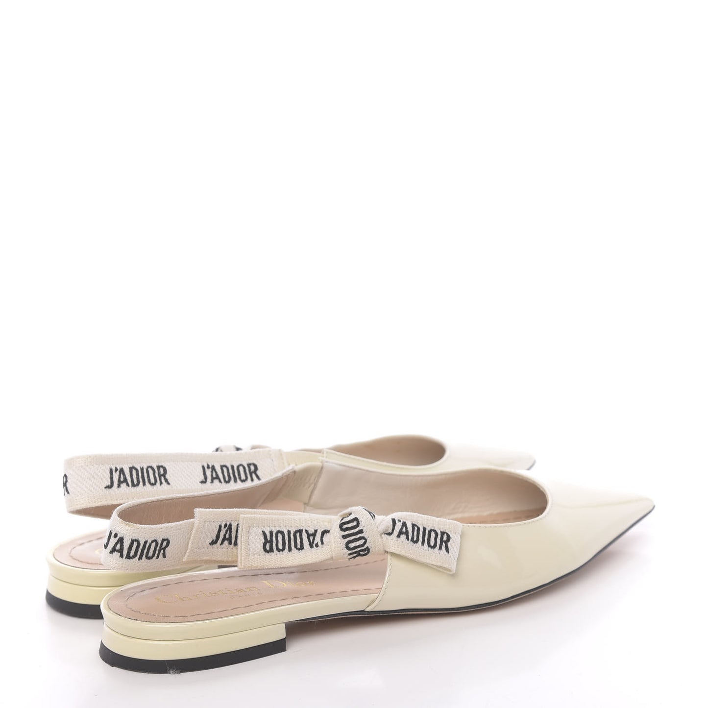 Patent Ribbon J'Adior Slingback Ballet Flats 36 Off White
