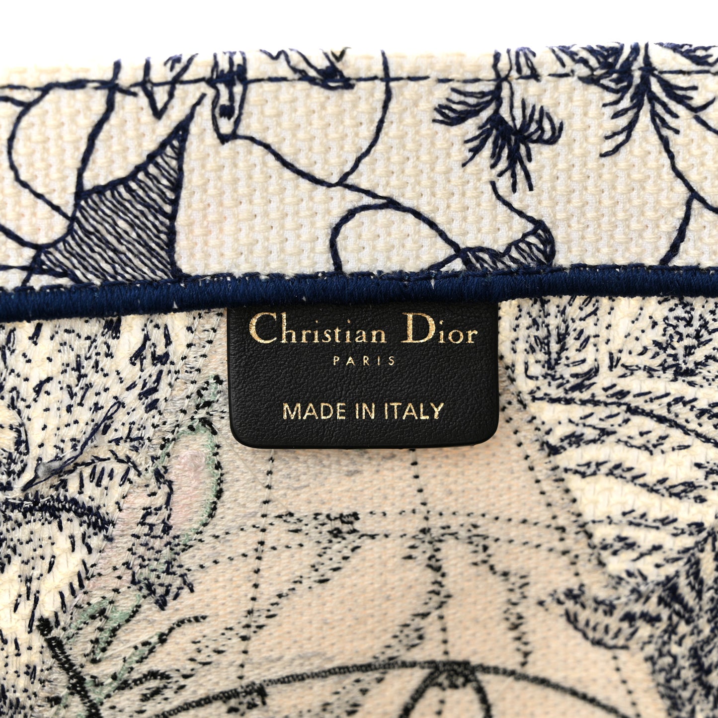 Canvas Embroidered Large Around The World Book Tote Blue