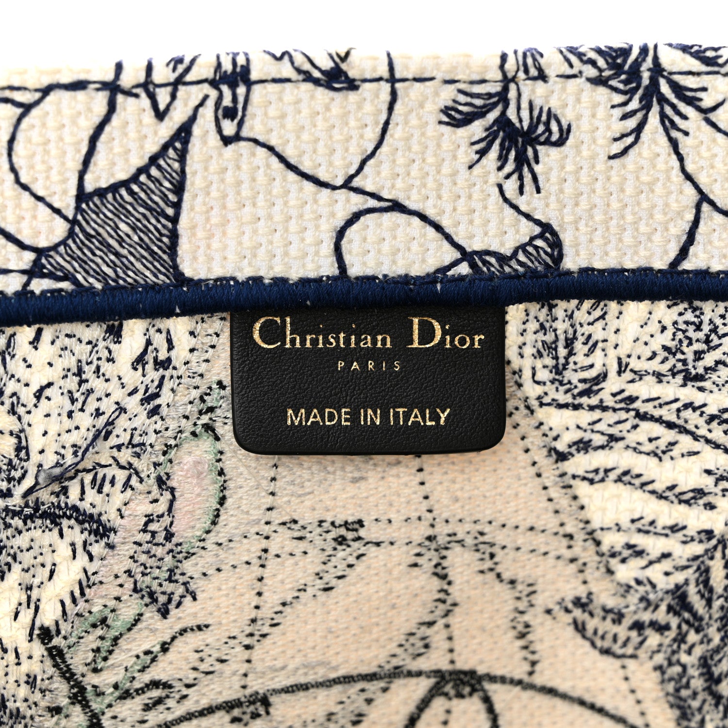 Christian Dior Canvas Embroidered Large Around The World Book Tote Blue 6 of 17