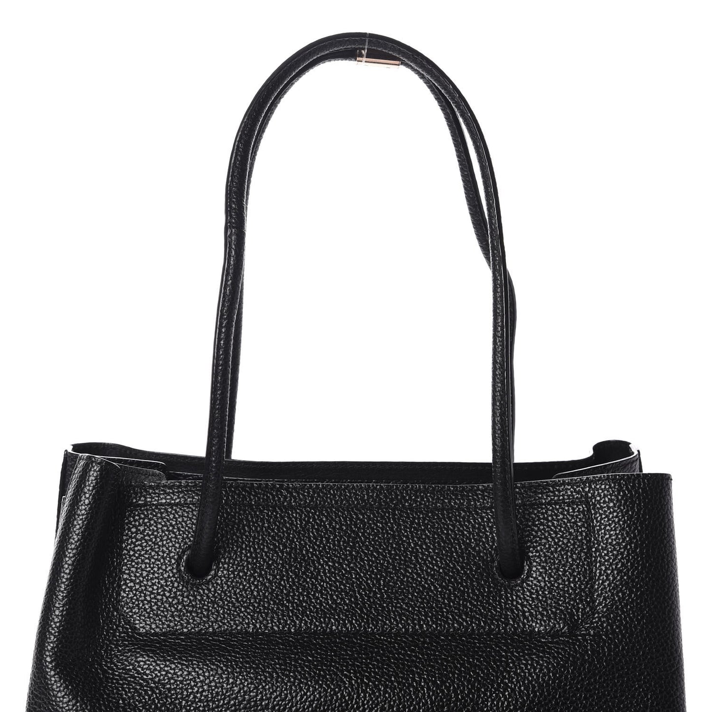 Pebbled Calfskin Large Prisma Skeletal Tote Black Rose Gold Hardware