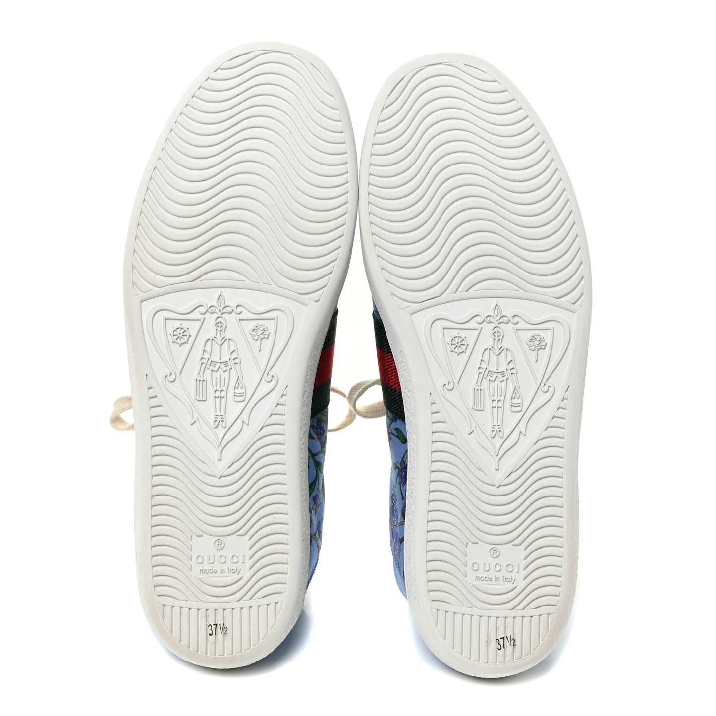 Calfskin Web New Flora Print Womens Ace New Sneakers 37.5 Azure