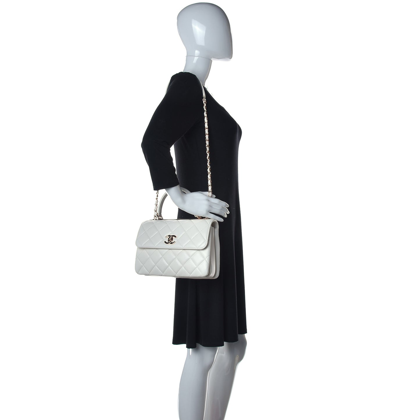 Lambskin Quilted Small Trendy CC Dual Handle Flap Bag White