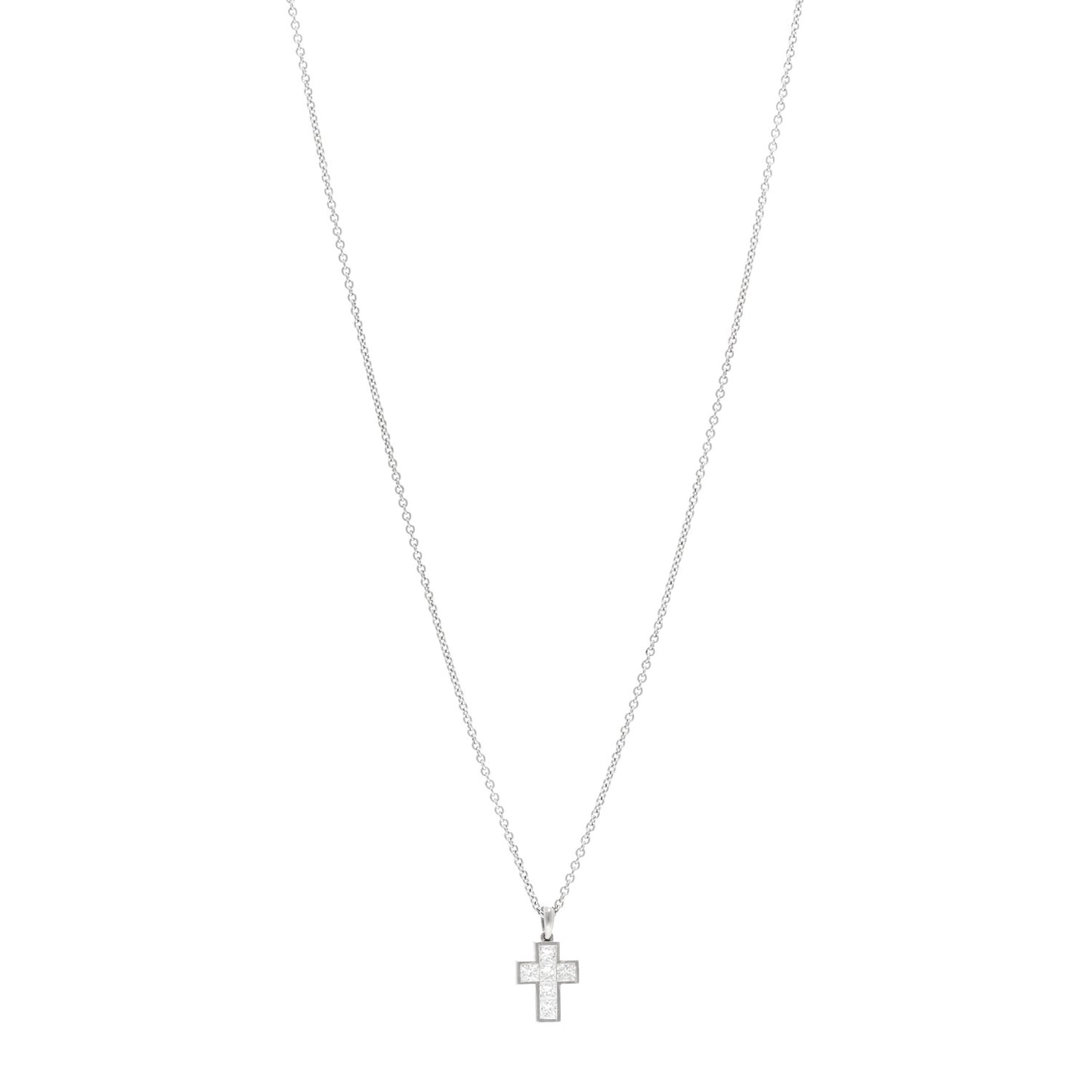 Platinum Diamond Cross Pendant Necklace