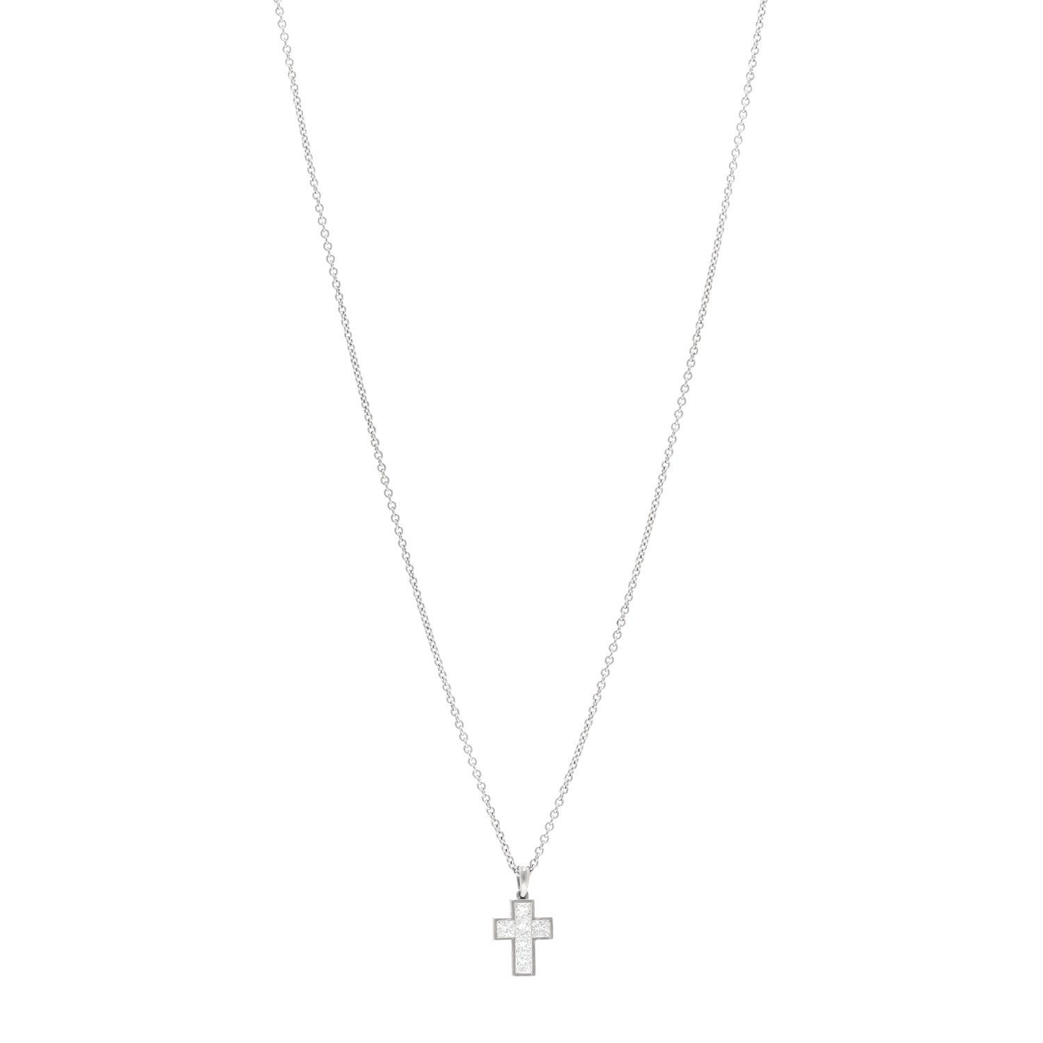 Cartier Platinum Diamond Cross Pendant Necklace 1 of 4