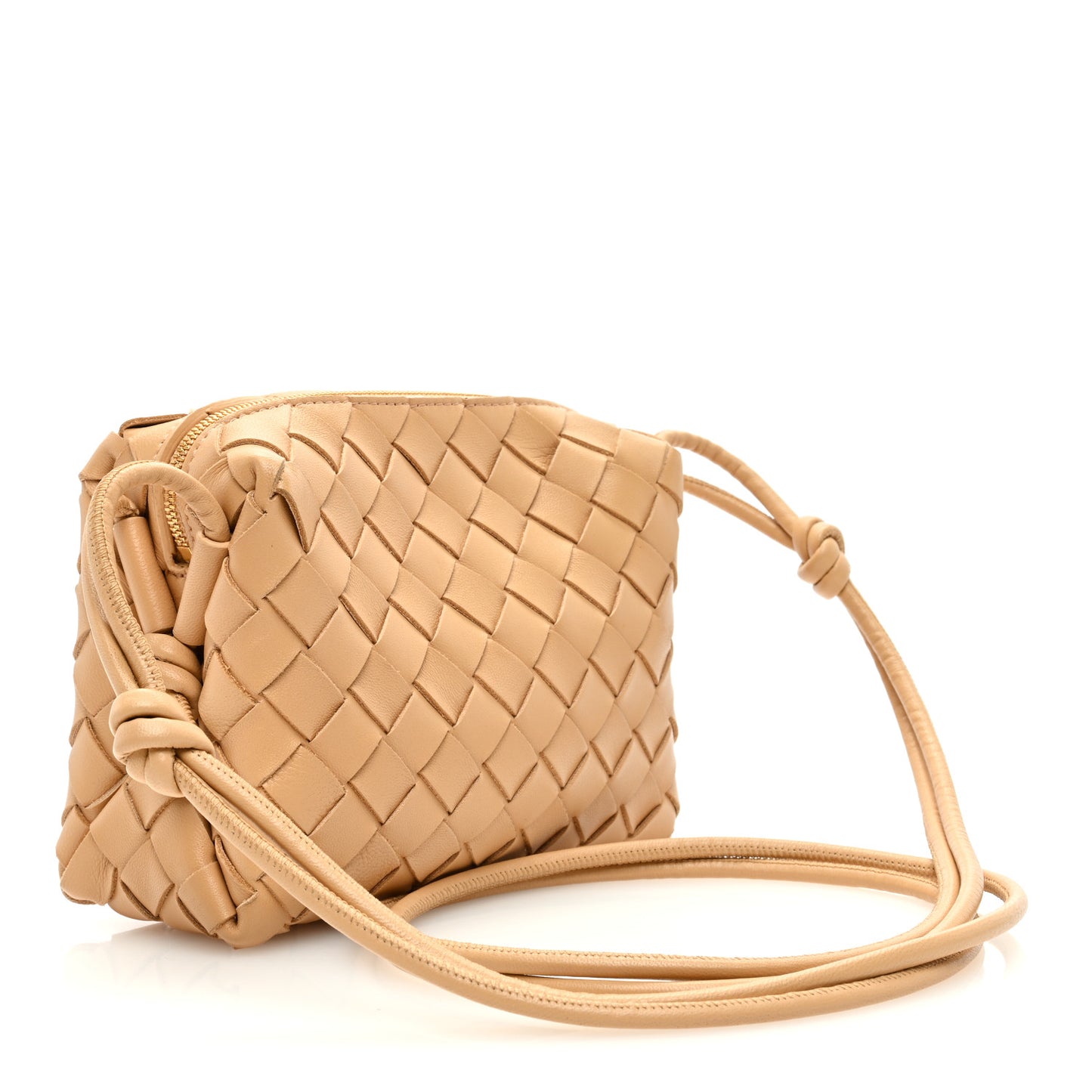 Nappa Intrecciato Mini Loop Camera Bag Almond