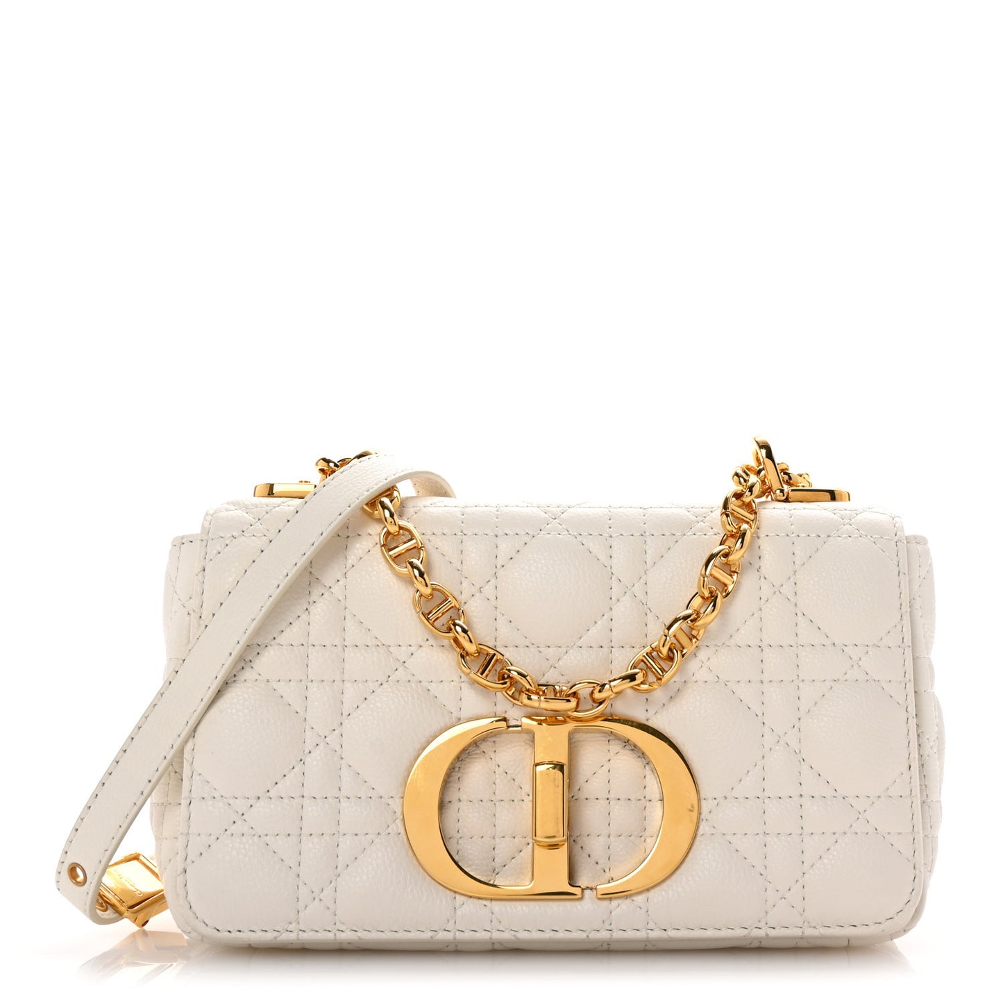 Calfskin Cannage Small Caro Bag Ivory