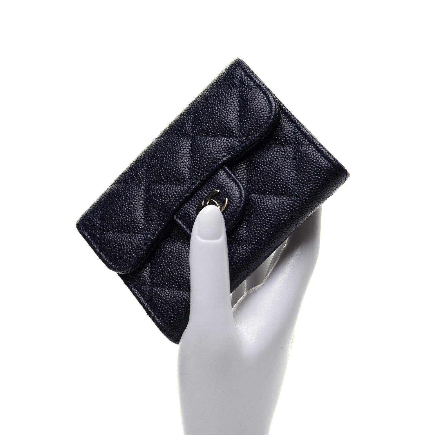Chanel Caviar Quilted Flap Card Holder Wallet Navy Blue 2 of 9