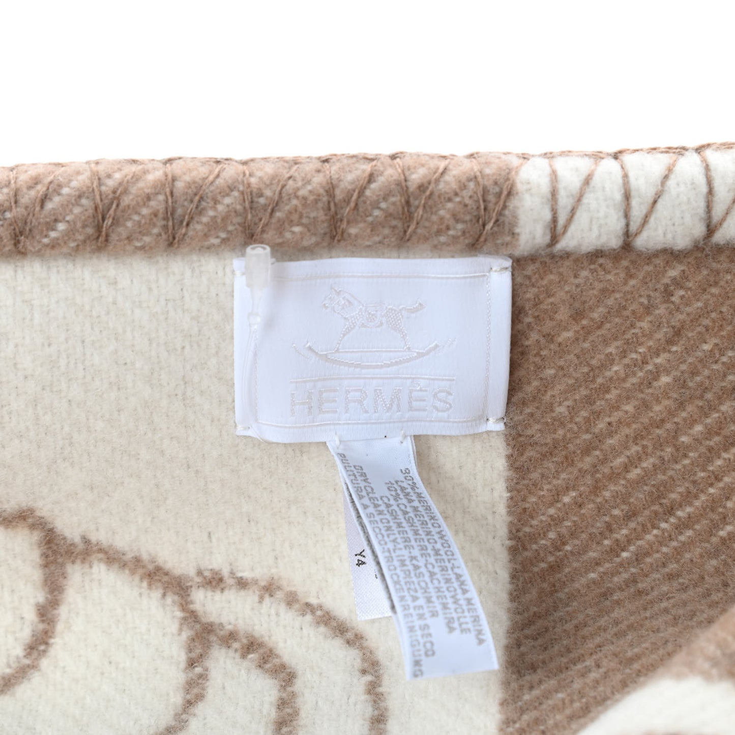 Wool Cashmere Adada Avalon Baby Blanket Noisette Moyen White
