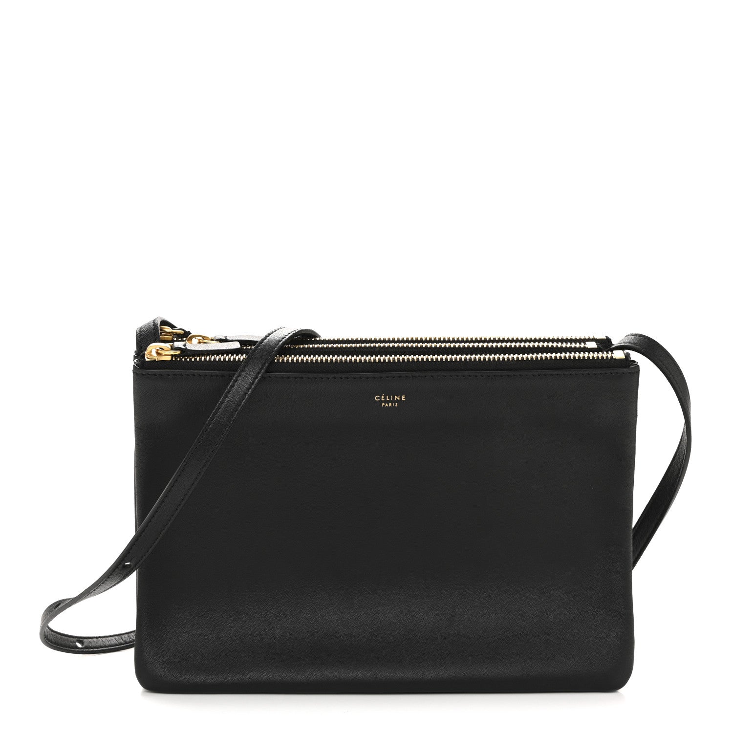 Celine Lambskin Large Trio Crossbody Bag Black 1801602 – FASHIONPHILE