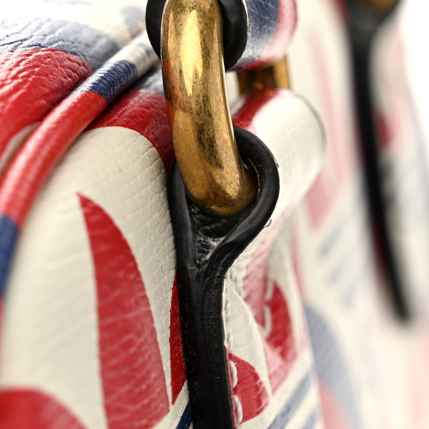 X ADIDAS Shangai Calfskin Web Trefoil Interlocking G Mini Duffle Bag Red White Blue