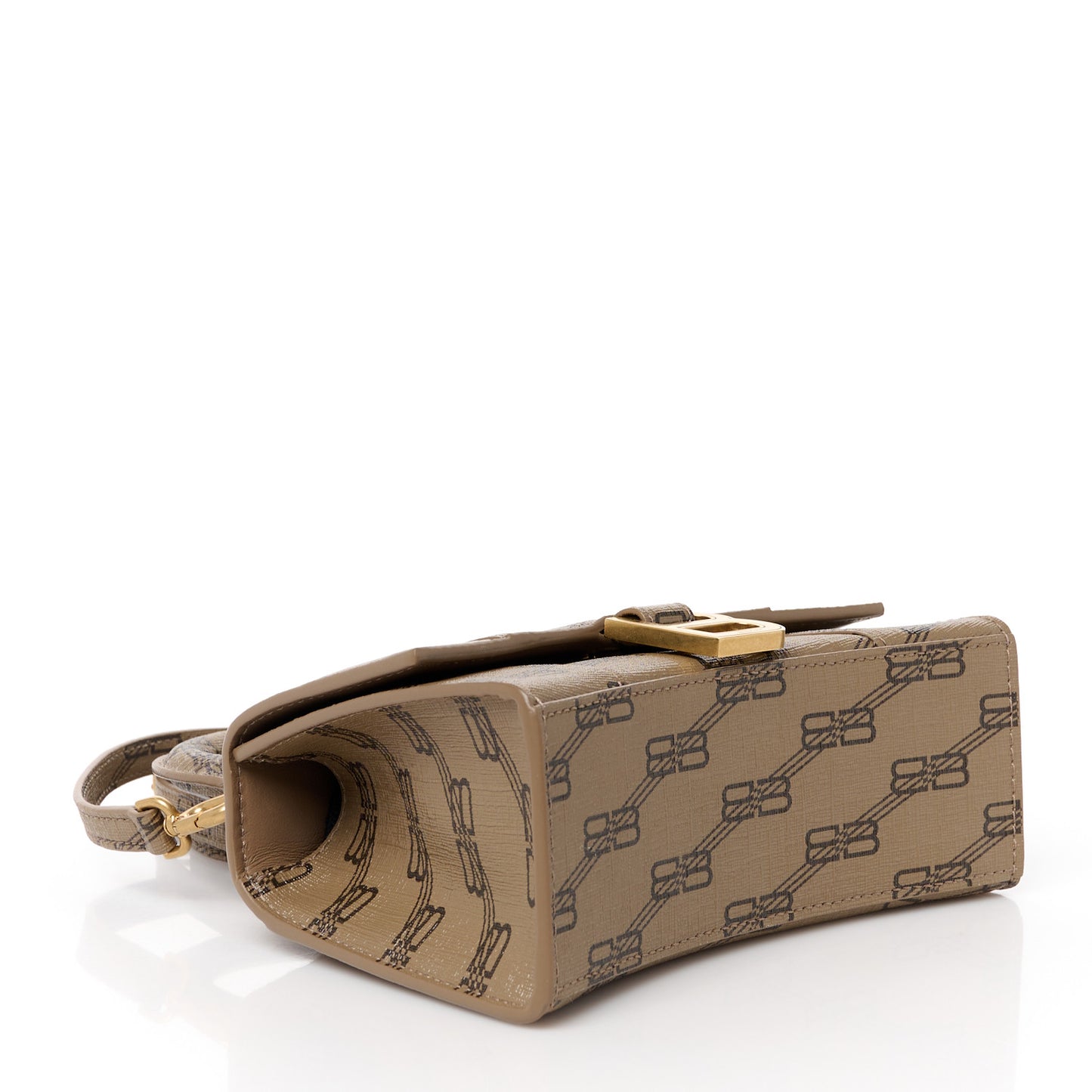 Coated Canvas BB Monogram Hourglass Top Handle Bag XS Beige Brown