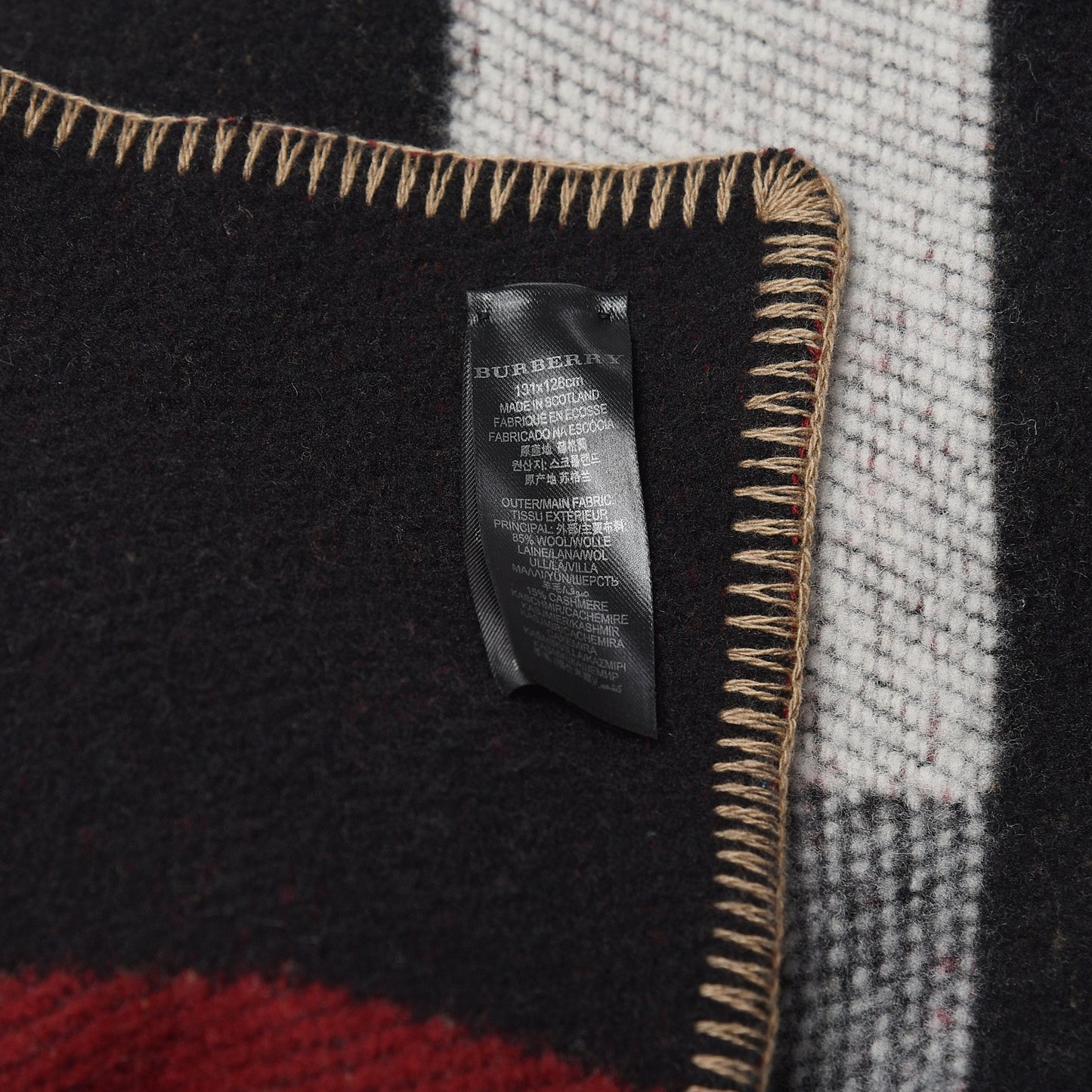 Cashmere Wool Mega Check Cape Scarf Scarf