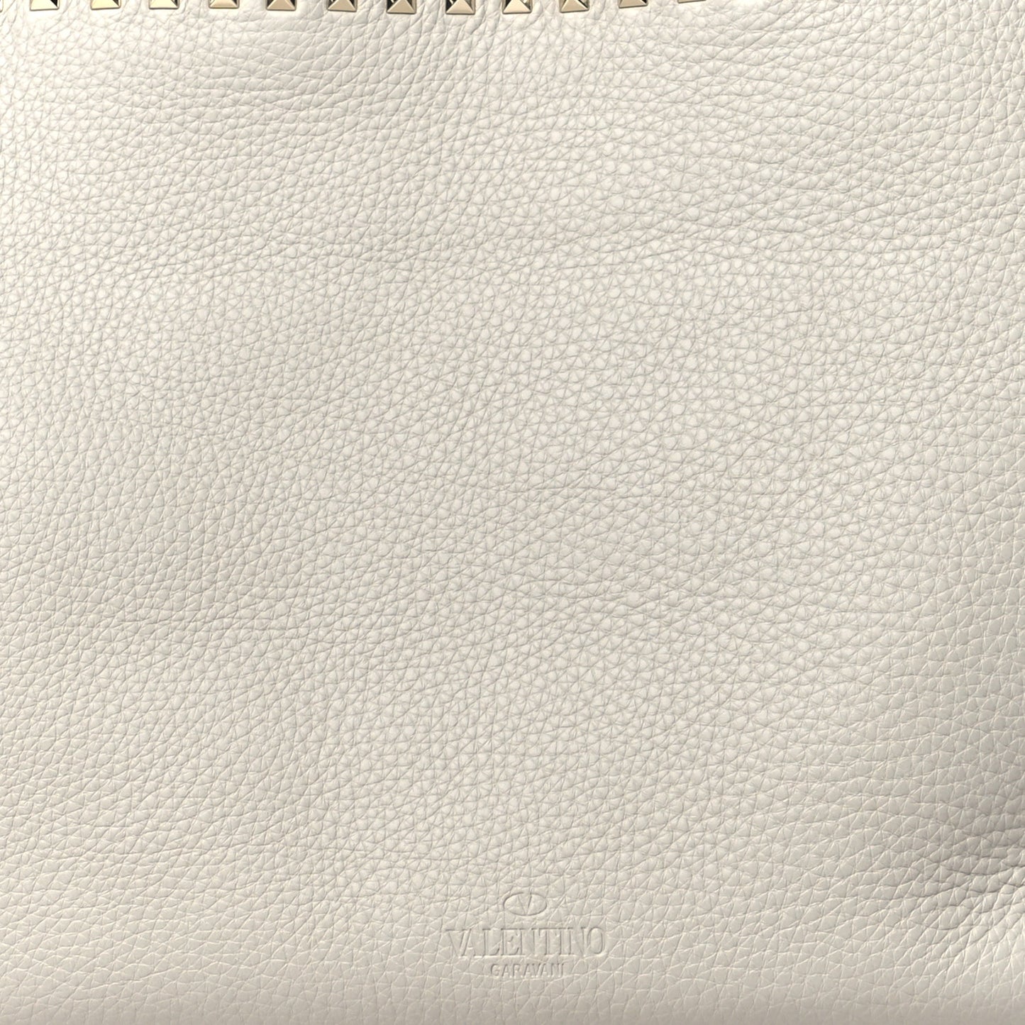 Grained Calfskin Rockstud Shoulder Tote Opal Grey