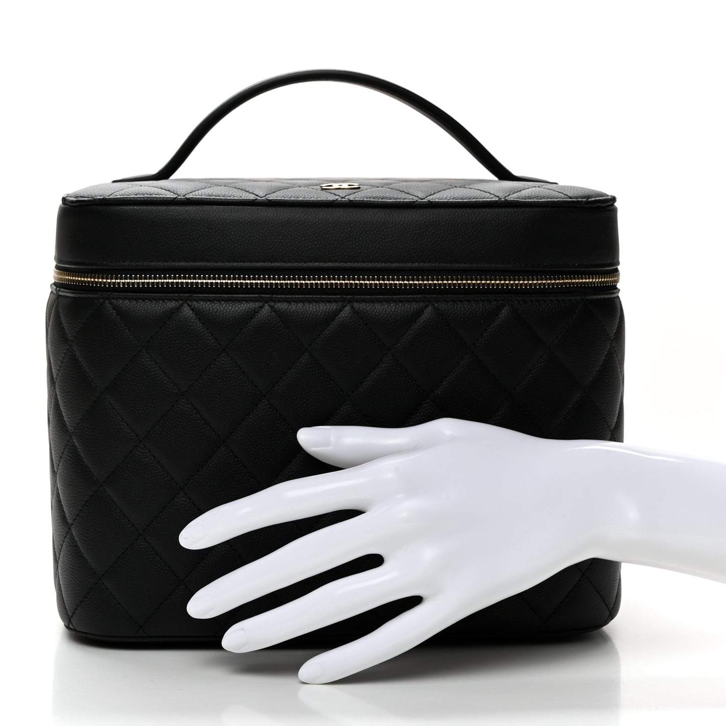 Caviar Quilted Large Vanity Pouch Black
