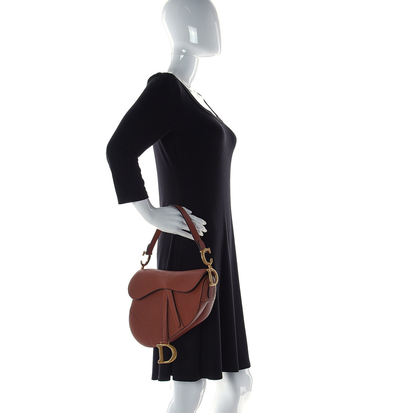 Grained Calfskin Saddle Bag Camello