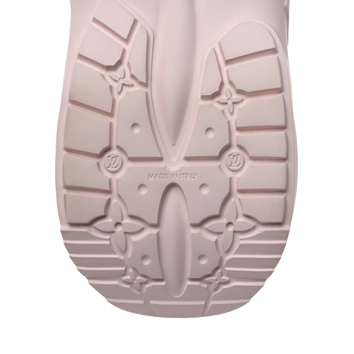 Rubber Monogram Embossed Pool 55 Flat Comfort Mule 38 Rose Clair