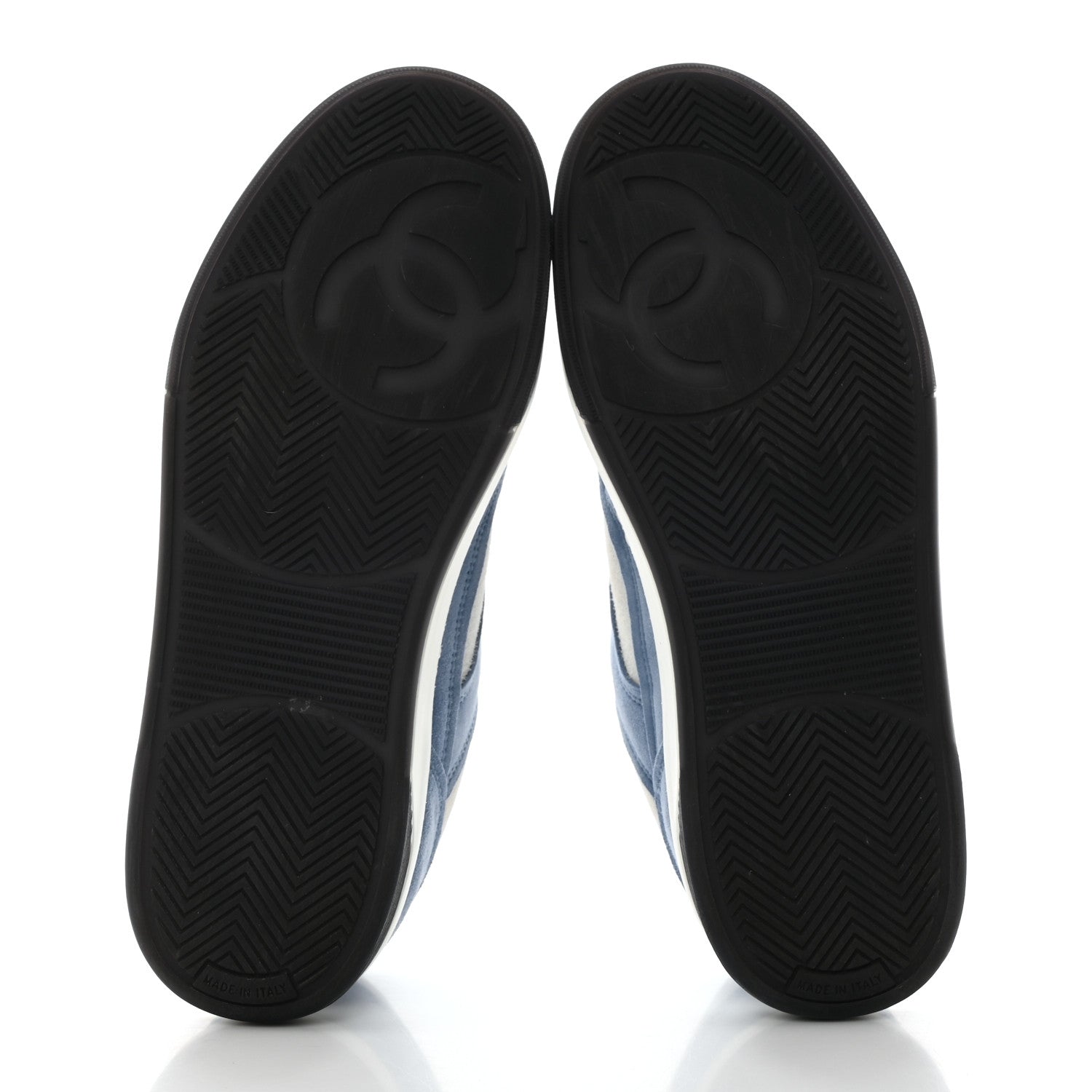 Chanel Suede Kidskin Womens CC Sneakers 38 White Blue 5 of 11