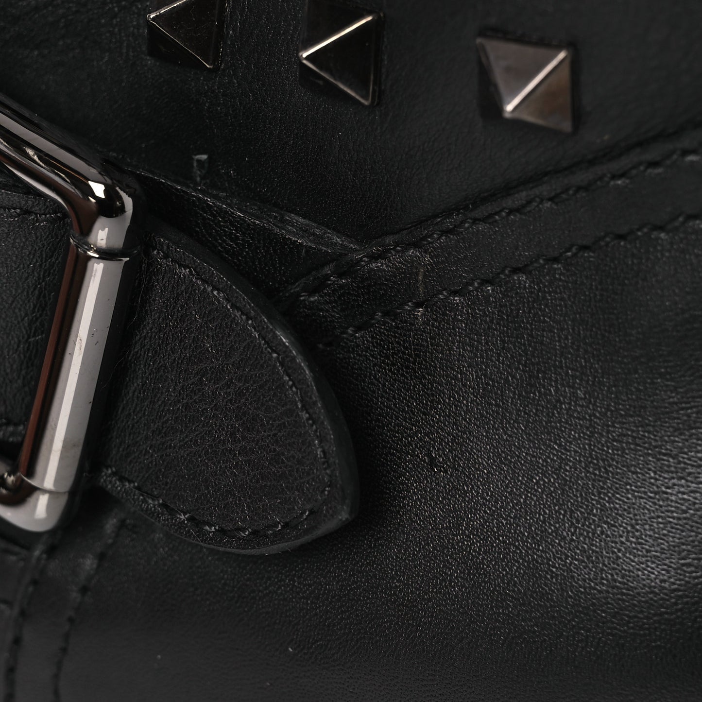 Calfskin Rockstud 30mm Biker Boots 40 Black