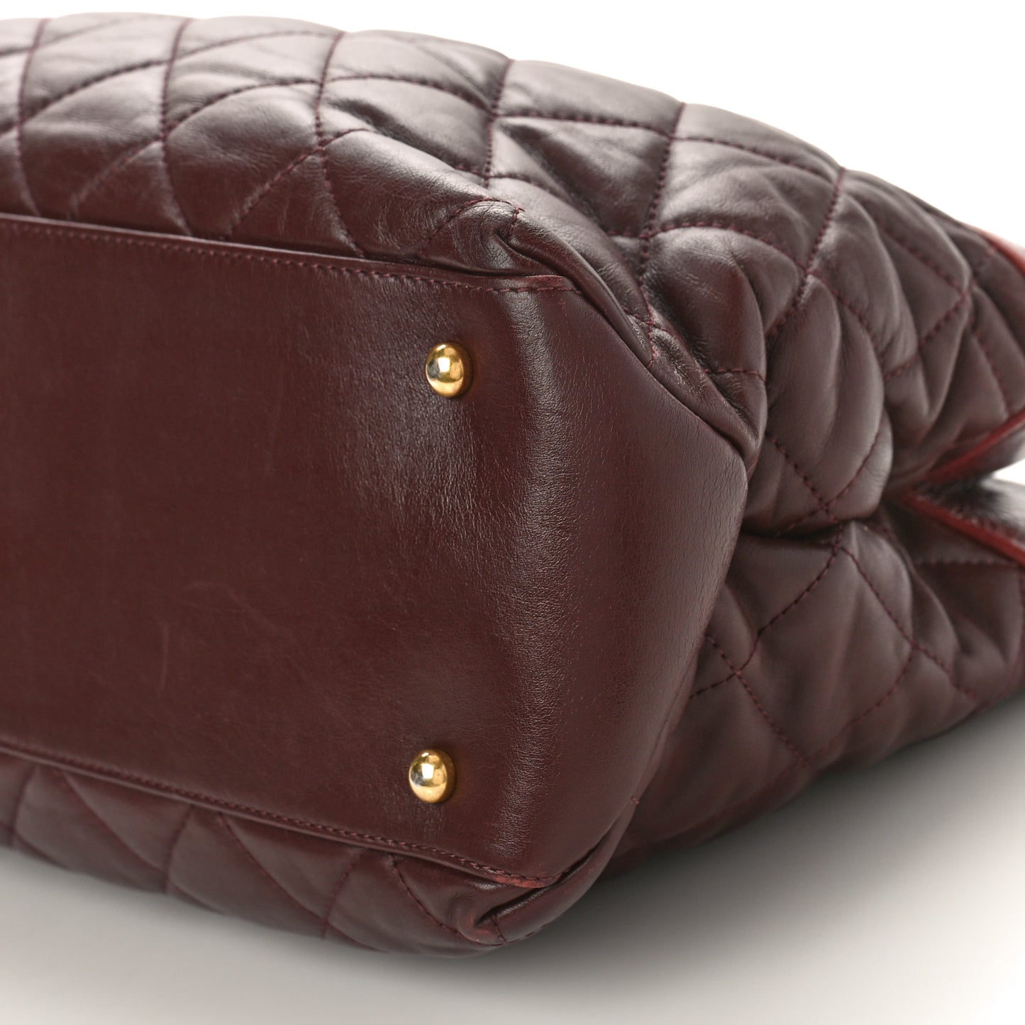Calfskin Quilted Medium Soft Elegance Tote Burgundy