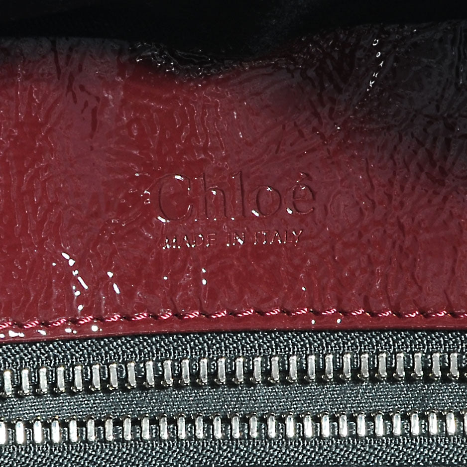 Crinkled Patent Betty Shoulder Bag Burgundy