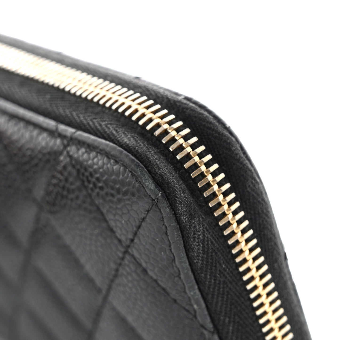 Caviar Quilted Large Gusset Zip Around Wallet Black