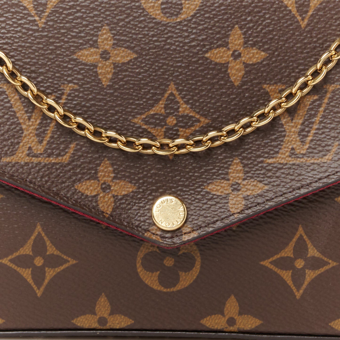 Monogram Pochette Felicie Chain Wallet Fuchsia