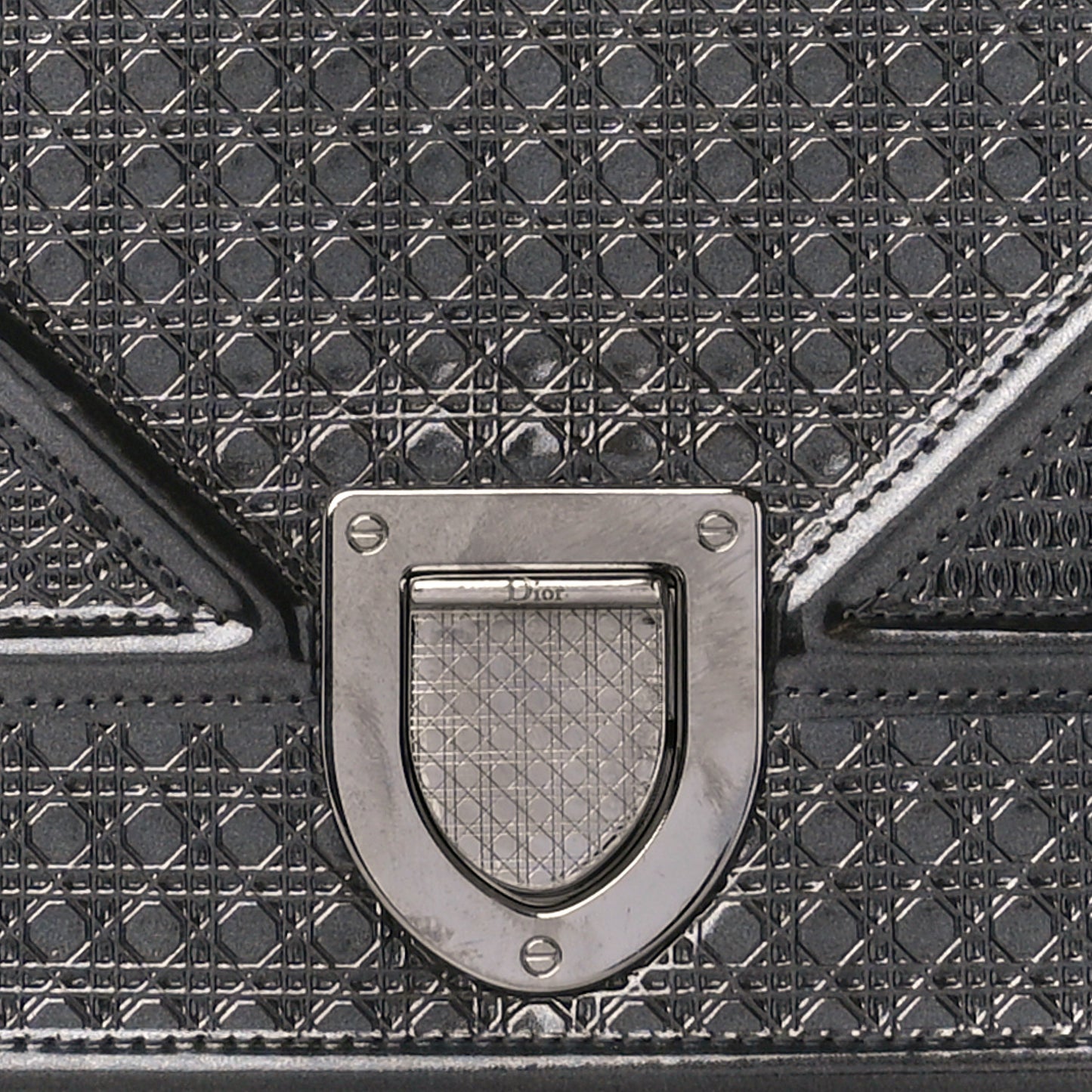 Metallic Calfskin Micro-Cannage Medium Diorama Flap Bag Graphite