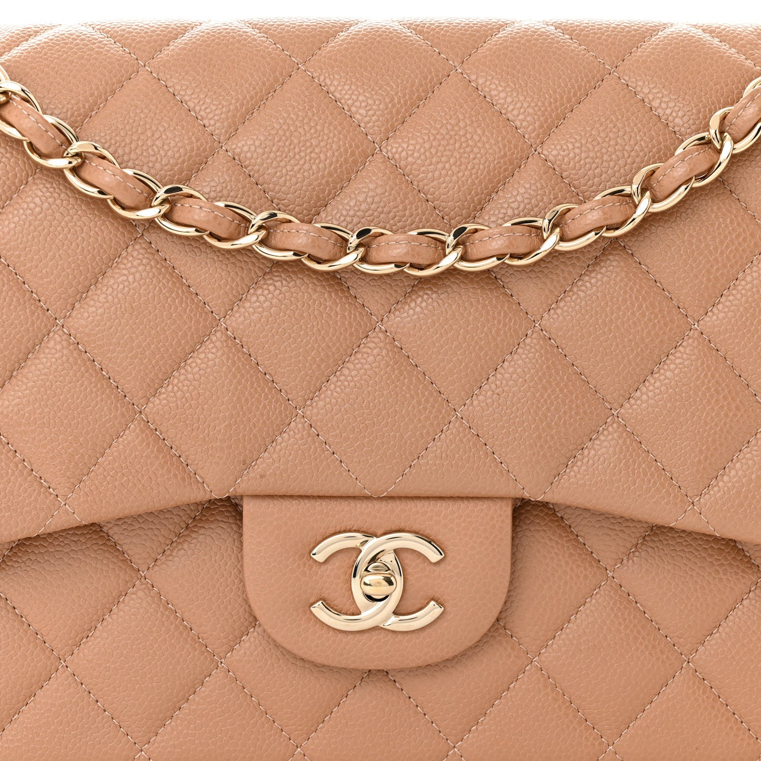 Chanel Caviar Quilted Jumbo Double Flap Beige 8 of 11