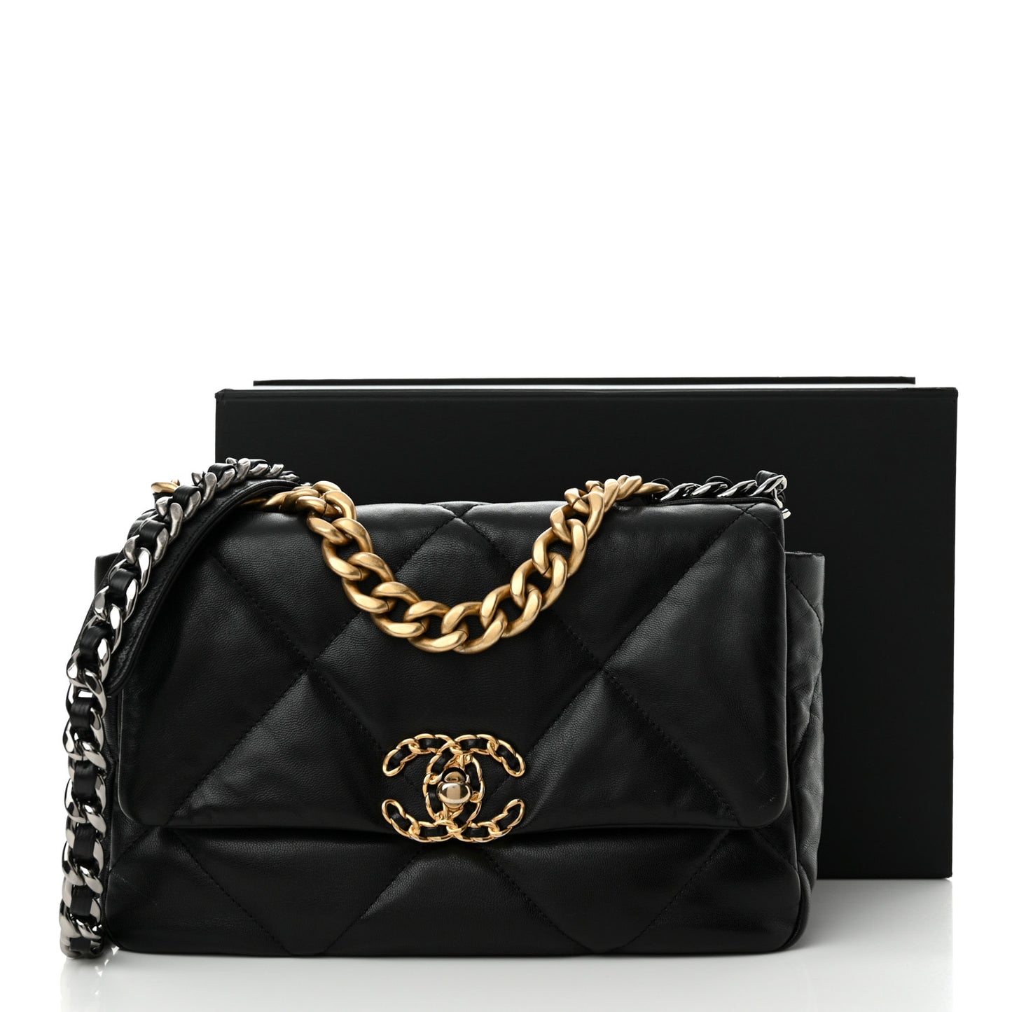 Goatskin Quilted Medium Chanel 19 Flap Black