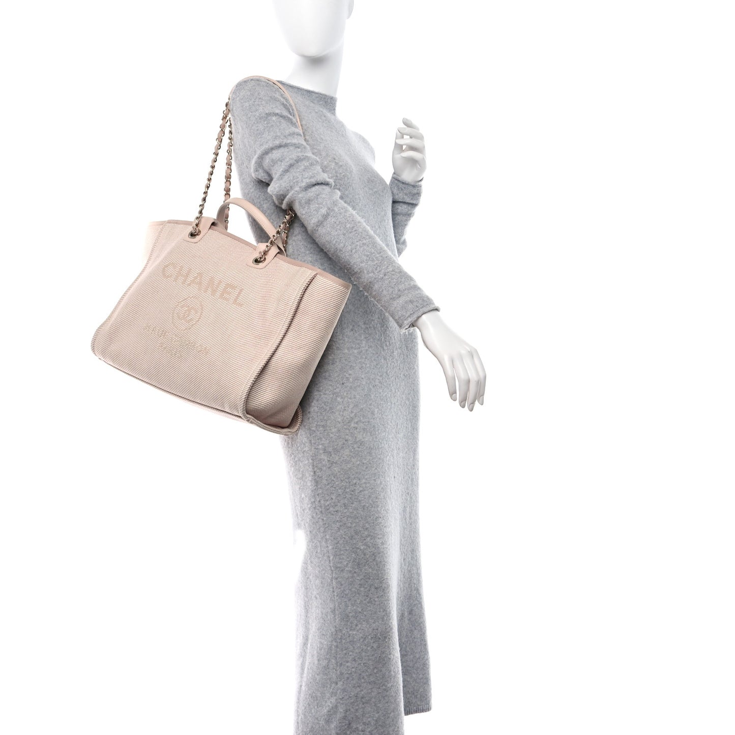 Mixed Fibers Calfskin Medium Deauville Tote Light Pink