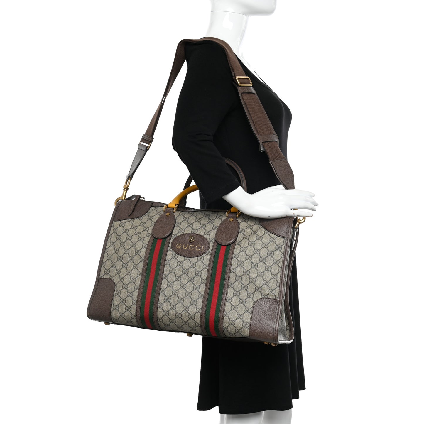 Soft GG Supreme Monogram Web Large Duffle Bag Beige New Acero Crop