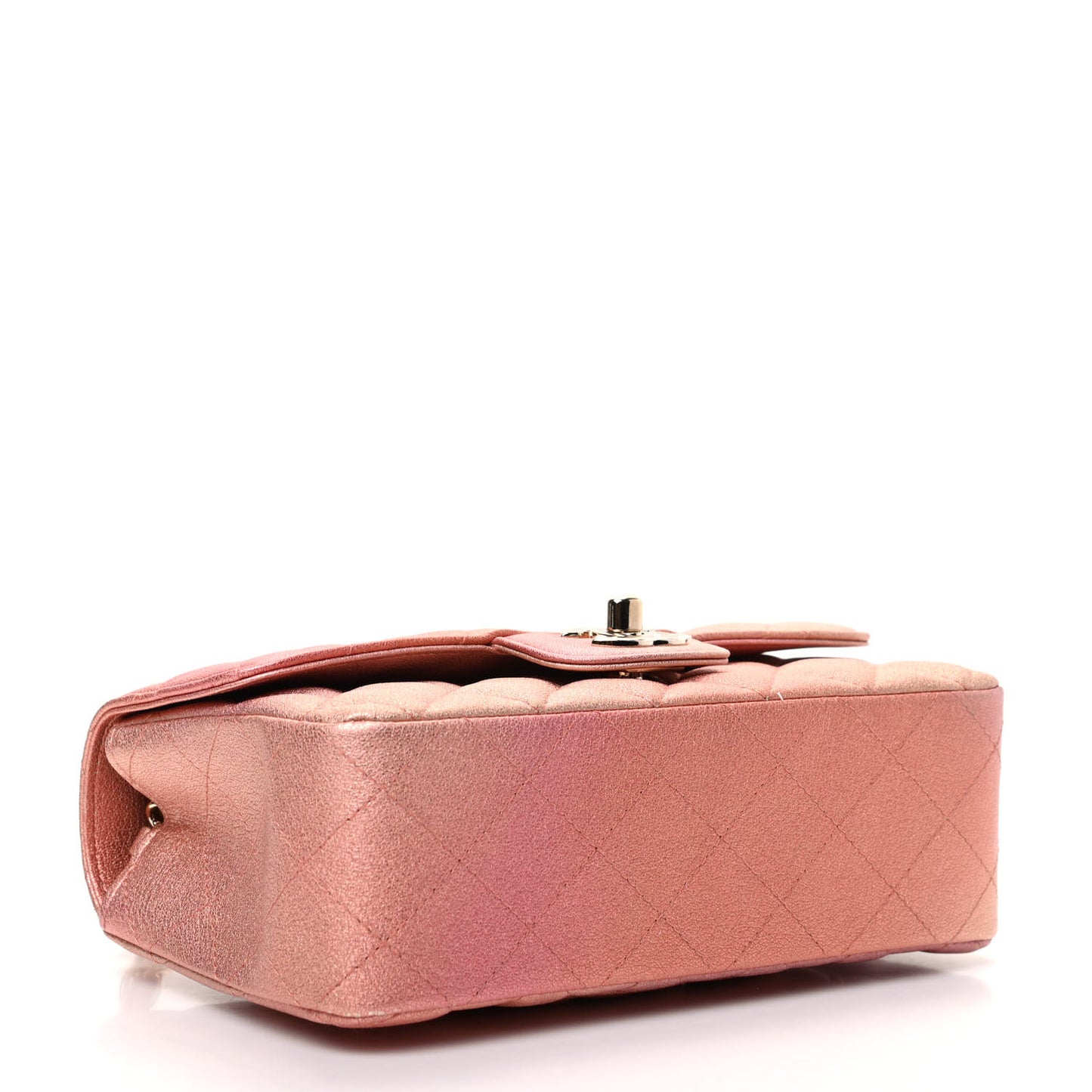 Metallic Lambskin Quilted Ombre Mini Rectangular Flap Pink