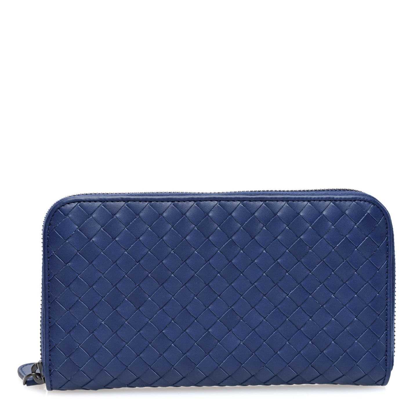 Nappa Intrecciato Zip Around Wallet Cobalt
