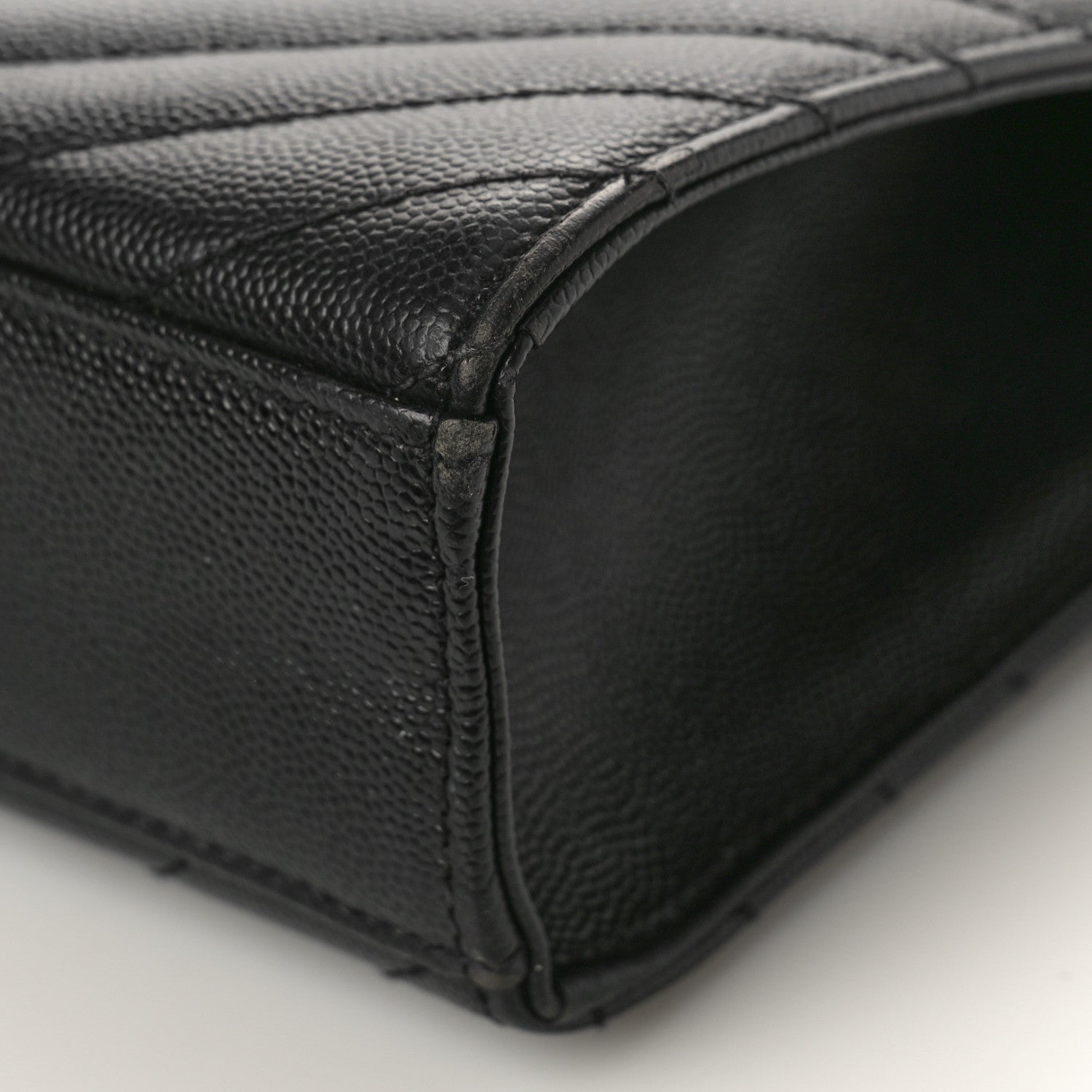 Saint Laurent Grain De Poudre Matelasse Chevron Large Monogram Satchel Black 8 of 9