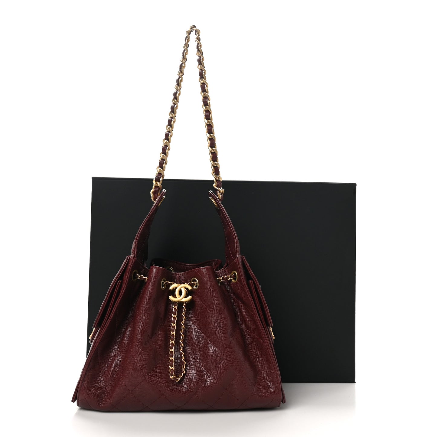 Caviar Quilted Small Chanel 25 Handbag Burgundy