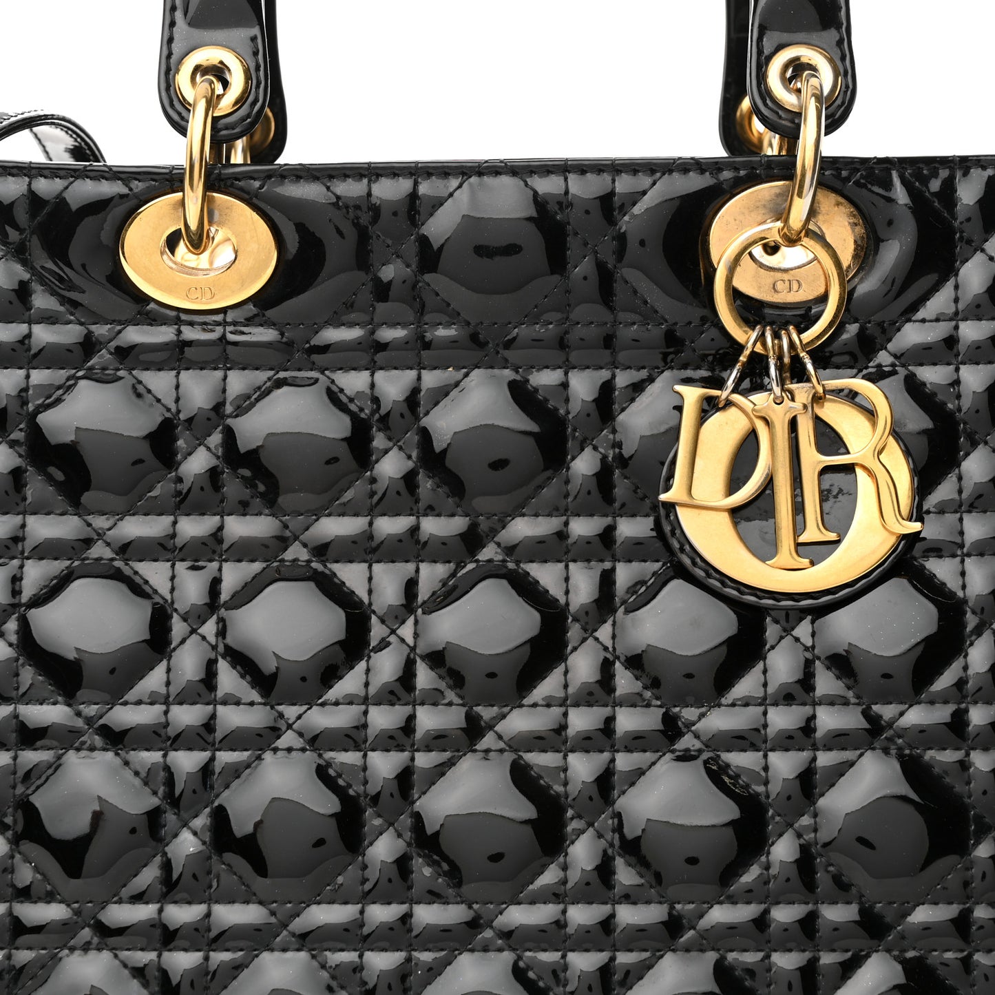 Patent Cannage Large Lady Dior Black