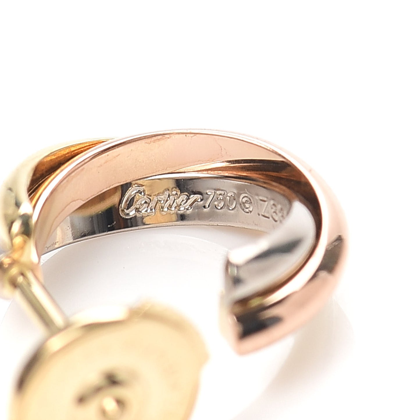 18K Pink Yellow White Gold 13mm Trinity Hoop Earrings