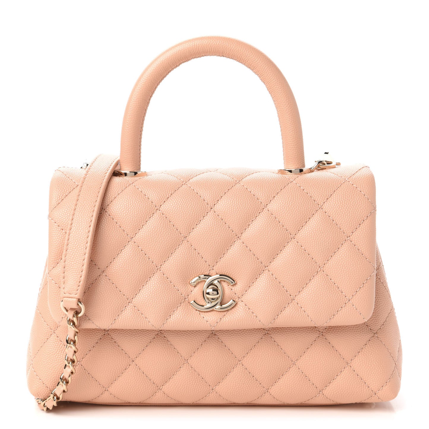 Caviar Quilted Mini Coco Handle Flap Light Pink
