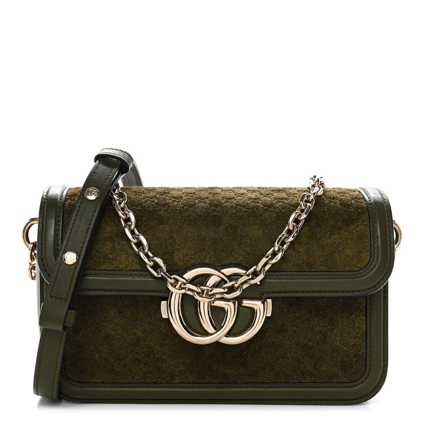 Gucci Suede Microguccissima Go Small Shoulder Bag Forest Green