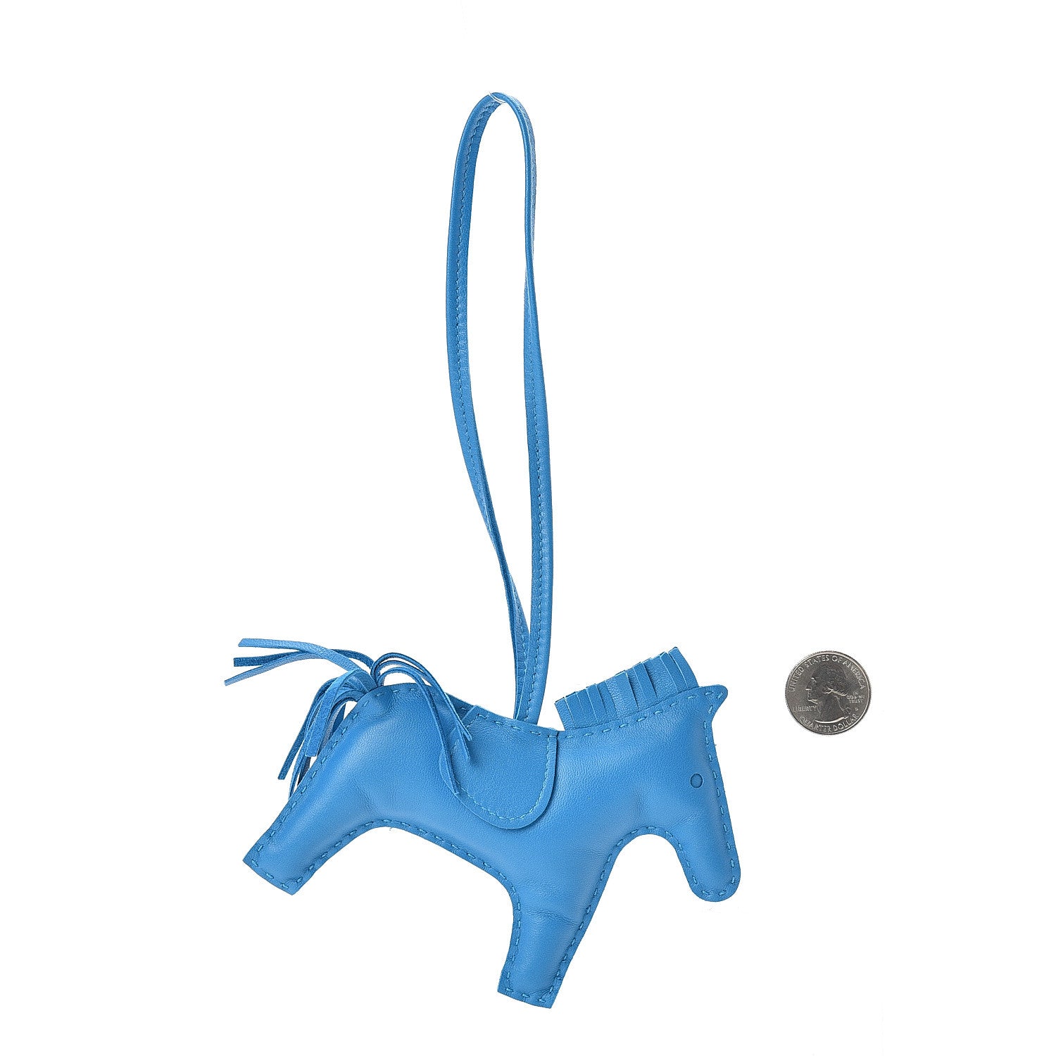 Hermes Milo Lambskin Grigri Rodeo Horse Bag Charm MM Bleu Zanzibar 2 of 5