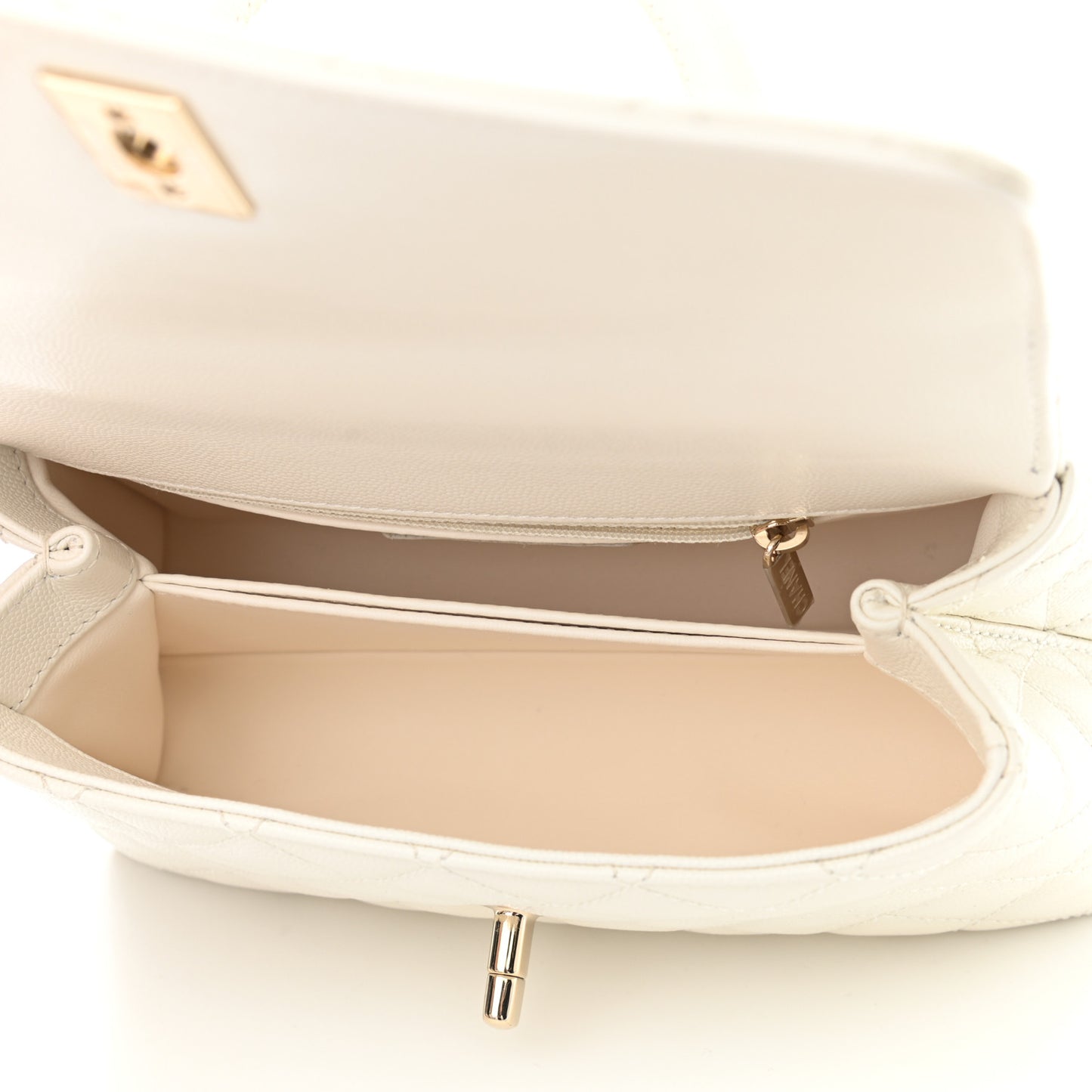 Caviar Quilted Mini Coco Handle Flap White