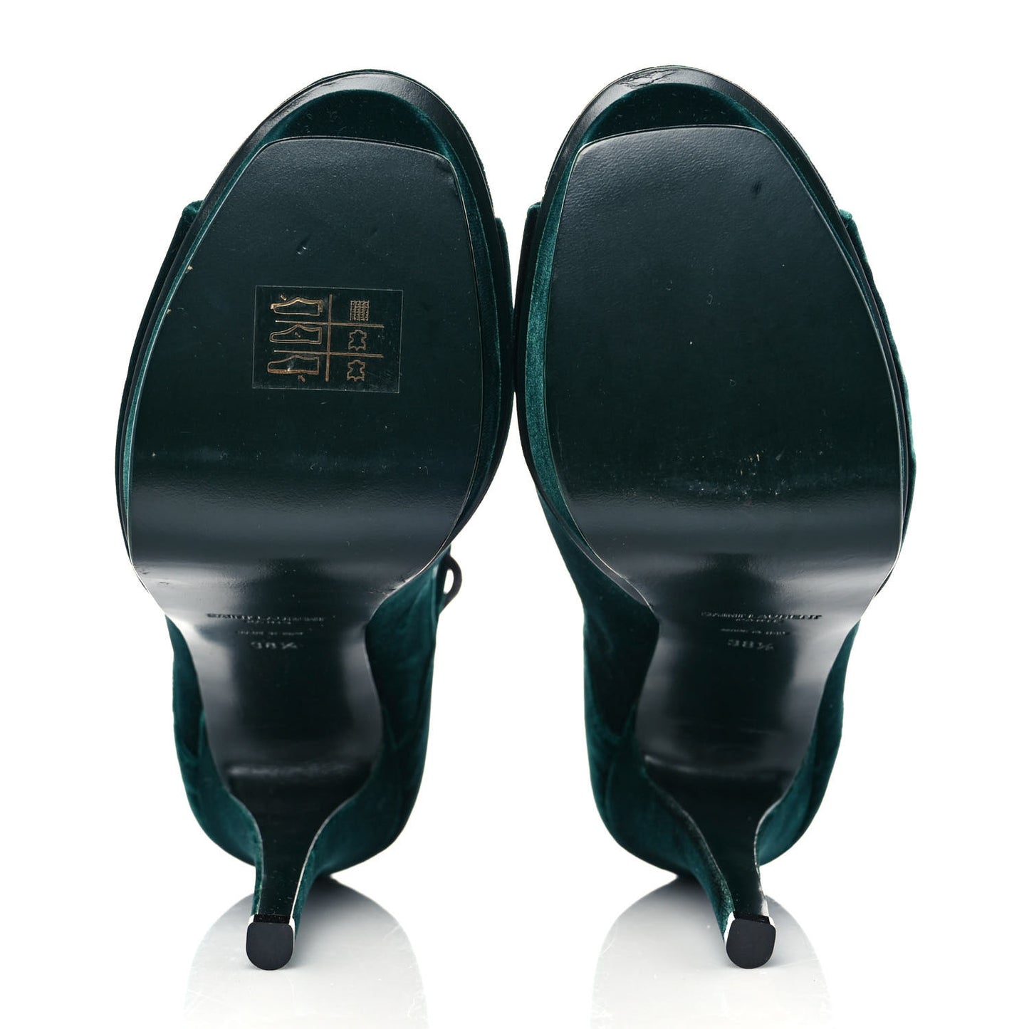 Velluto Master Lace Up Tribute 105 Platform Sandals 38.5 Malachite