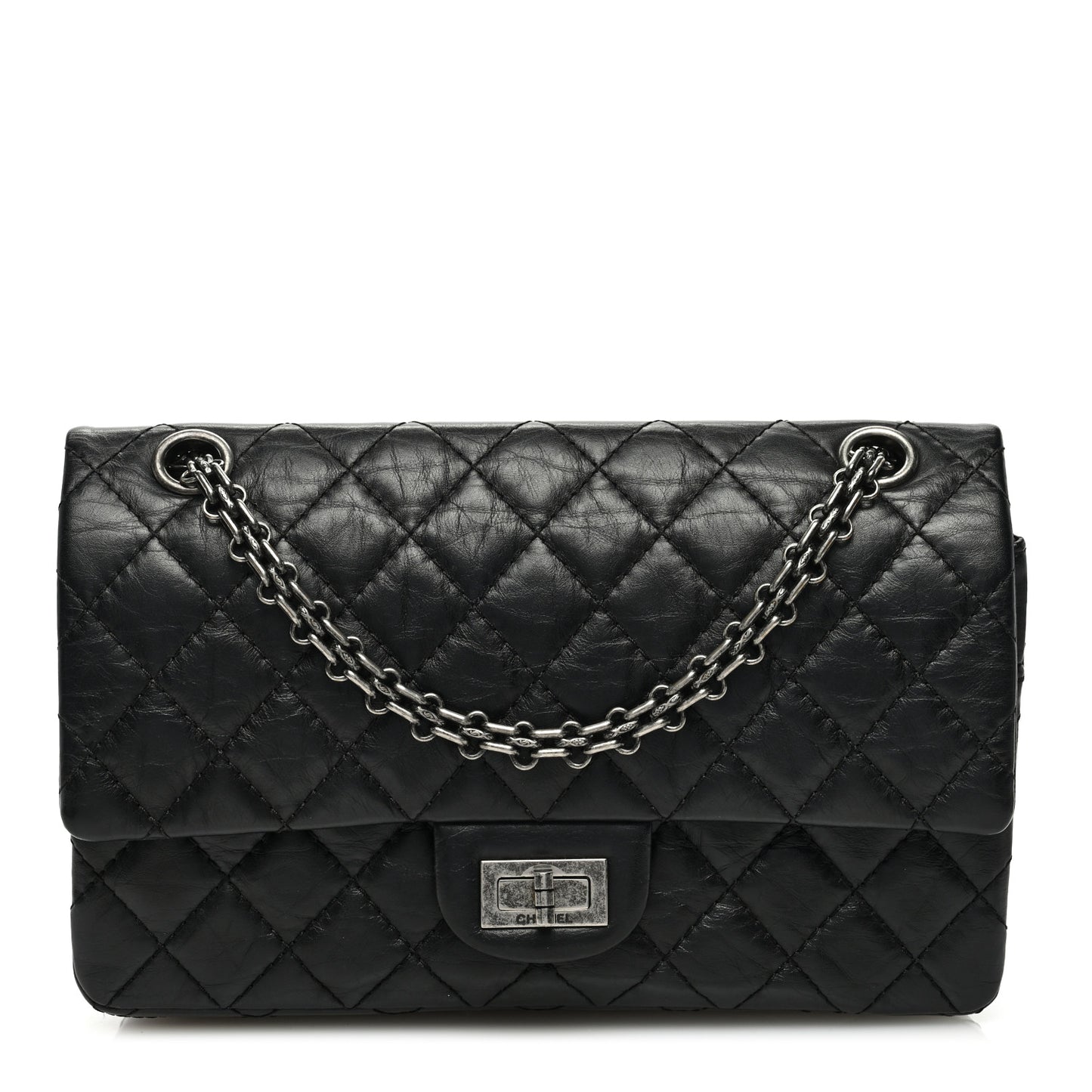 Aged Calfskin Quilted 2.55 Reissue 225 Flap Black