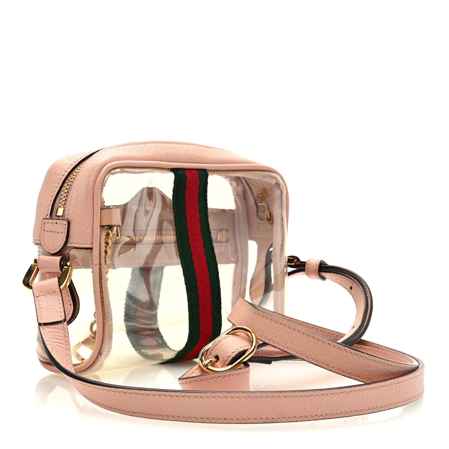 Vinyl Web Mini Ophidia Transparent Shoulder Bag Perfect Pink
