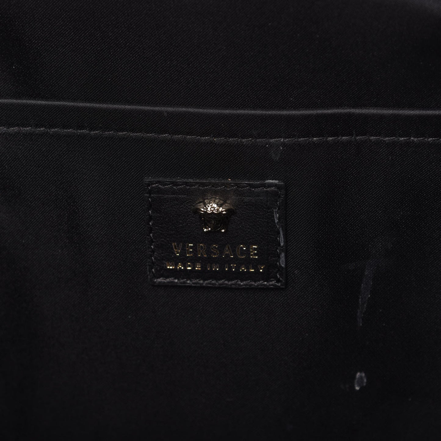 Calfskin Palazzo Medusa Chain Backpack Black