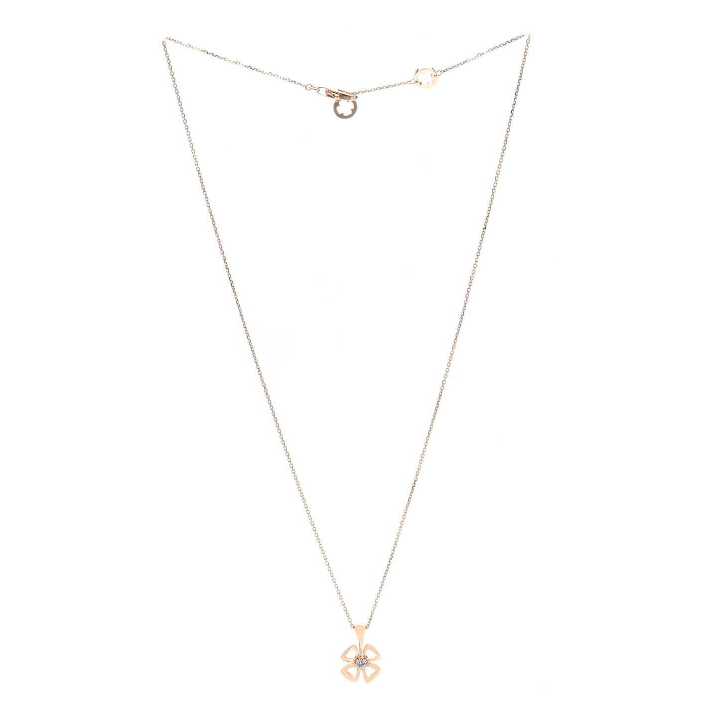 18K Rose Gold Diamond Fiorever Pendant Necklace