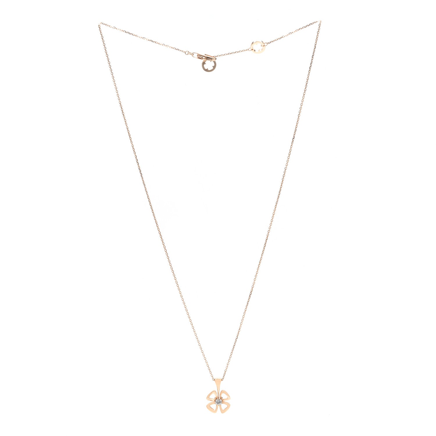 Bulgari 18K Rose Gold Diamond Fiorever Pendant Necklace 3 of 6